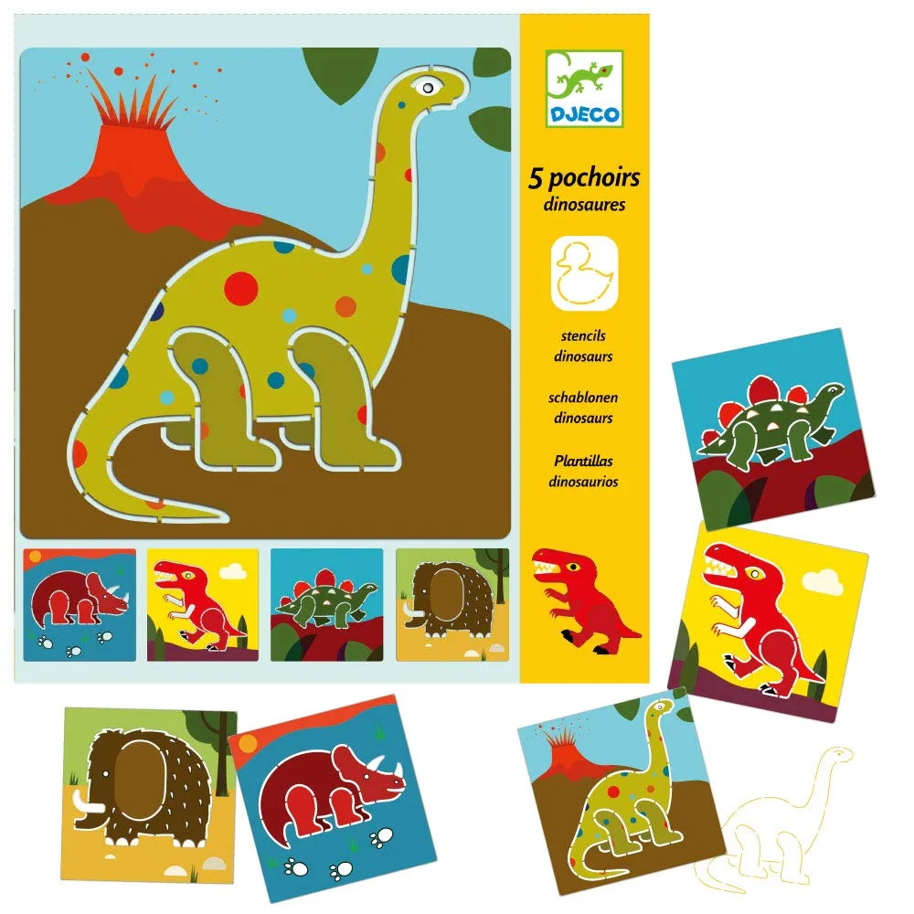 Imagem do produto  Djeco Dinossauros - 5 Stencils para Desenhar